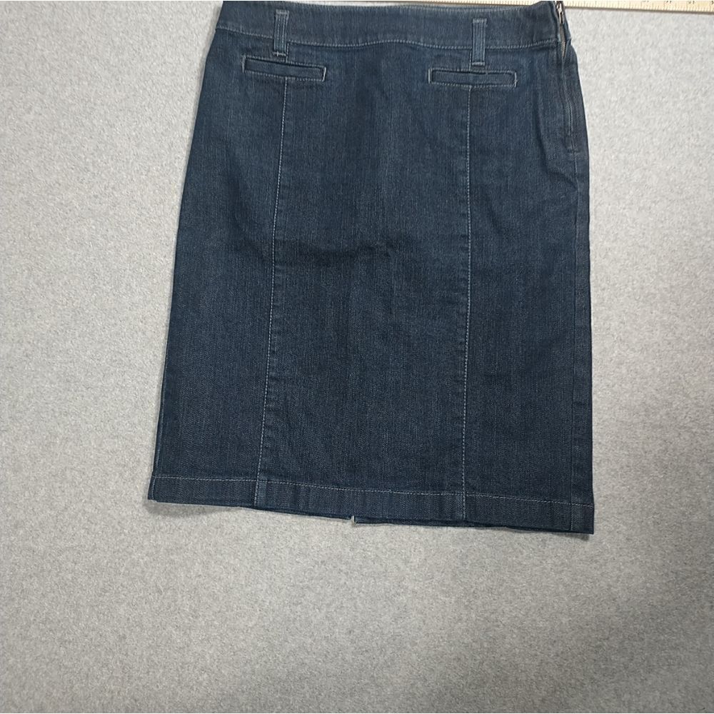 Ann Taylor Denim Pencil Skirt Size 4 Blue Jean Side Zip Pockets Career.